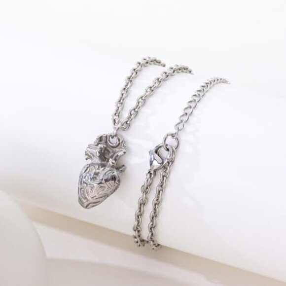 Stainless Steel Anatomical Heart Pendant Steampunk Style Medical Necklace - Picture 5 of 7